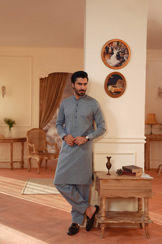 Yarn-Dyed Chambray Kameez Shalwar Yarn-Dyed Chambray Kameez Shalwar