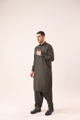 Dark Green Kameez Shalwaar