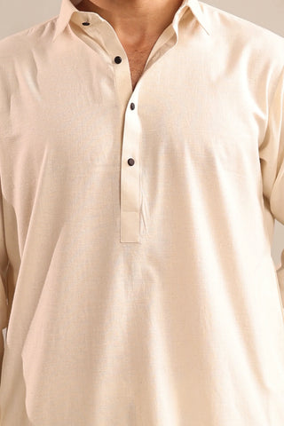 Cream Textured Kameez Shalwaar