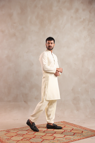 Cream Grey Kurta Shalwaar
