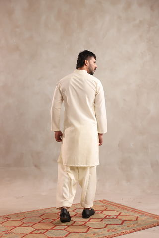 Cream Grey Kurta Shalwaar