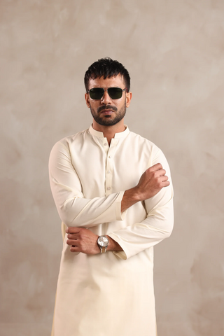 Cream Grey Kurta Shalwaar