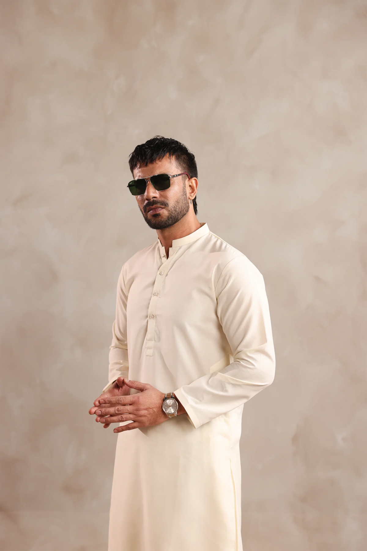 Cream Grey Kurta Shalwaar