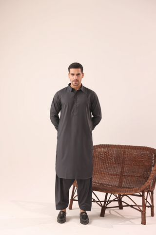 Dark Grey Kameez Shalwaar