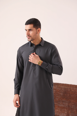 Dark Grey Kameez Shalwaar