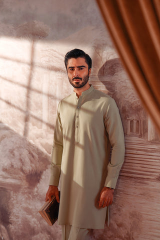 Oxford Weave Kurta Trouser with Cut & Sew Detailing