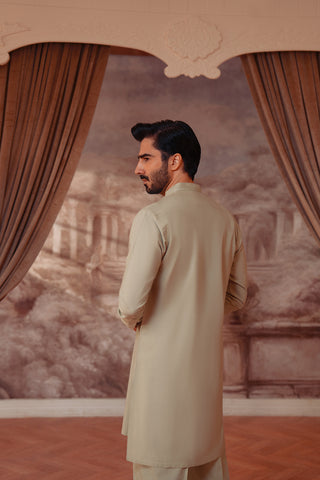 Oxford Weave Kurta Trouser with Cut & Sew Detailing