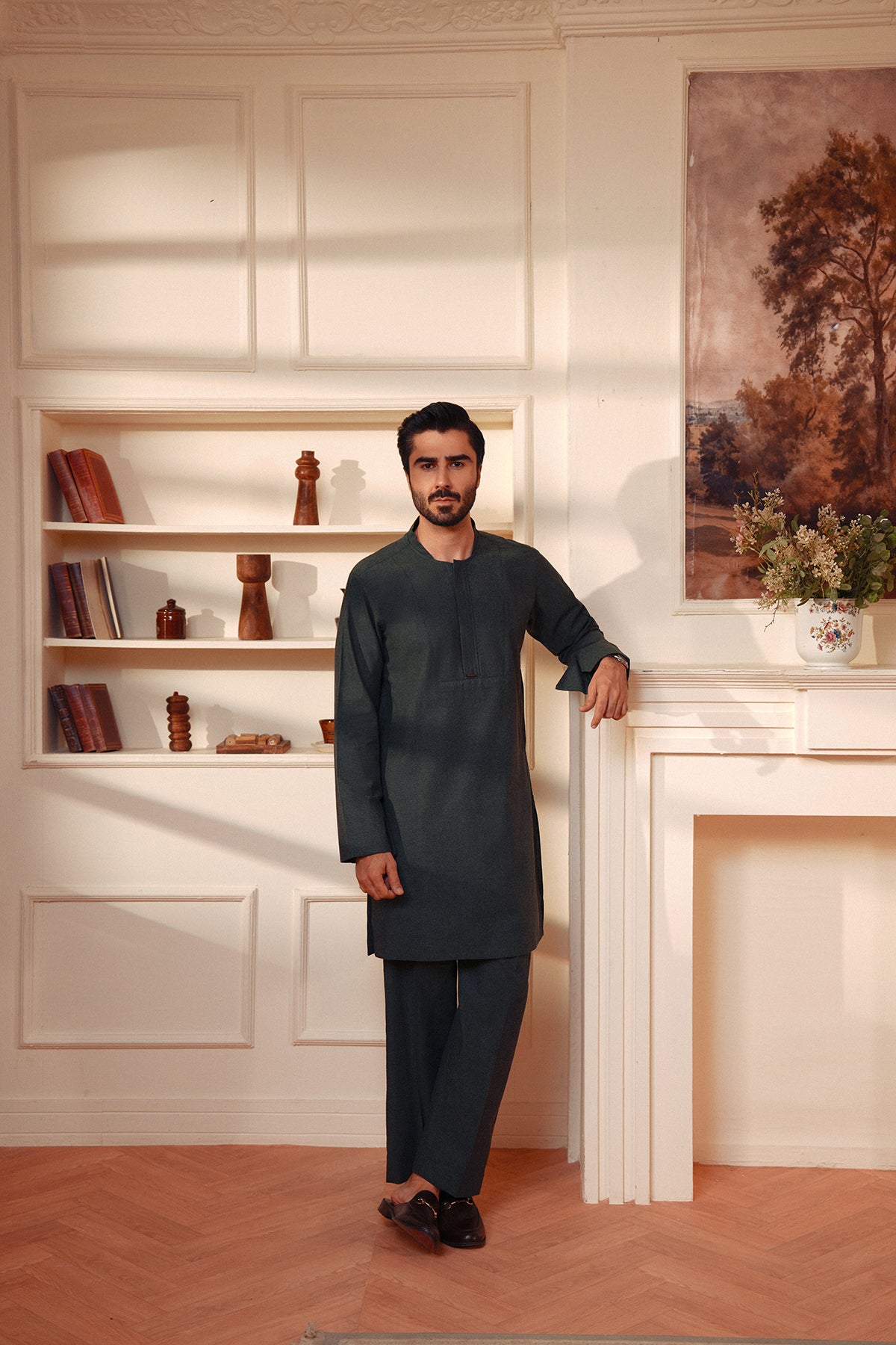 Deep Green Textured Kurta Suit