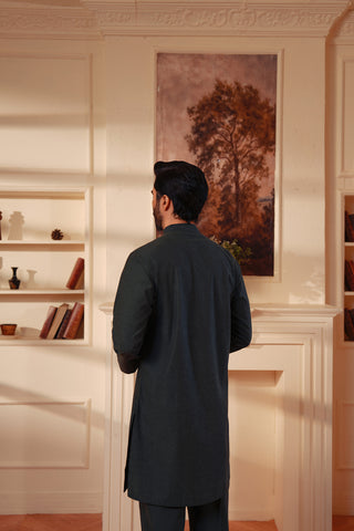 Deep Green Textured Kurta Suit
