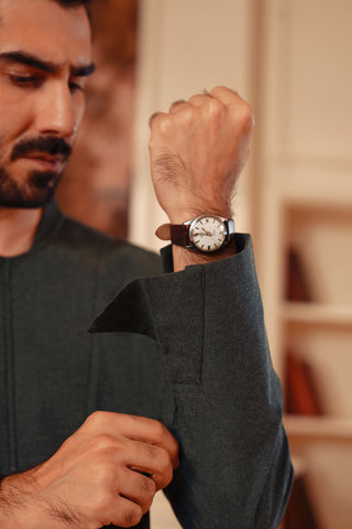 Deep Green Textured Kurta Suit