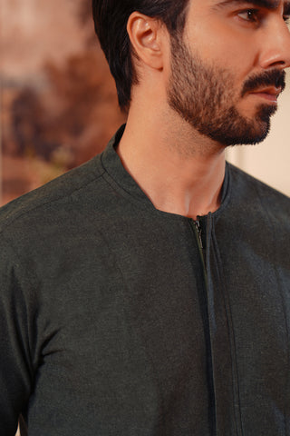 Deep Green Textured Kurta Suit