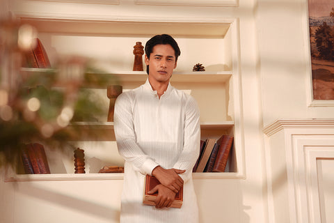 White Dobby Cotton Kurta Suit