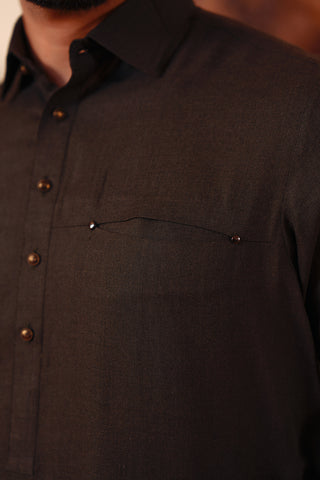 Yarn-Dyed Kameez Shalwar with Metal Pin Detailing