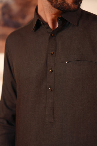 Yarn-Dyed Kameez Shalwar with Metal Pin Detailing